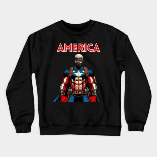 America Black Comic Book Superhero Patriotic July 4 Crewneck Sweatshirt